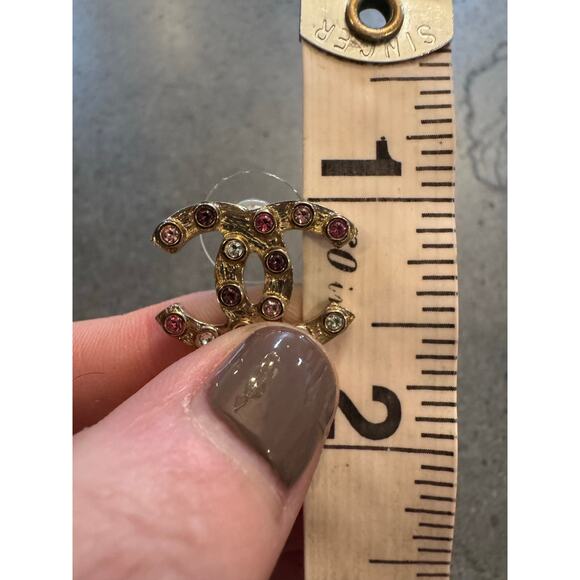 Chanel Multicolor Pink Purple Pierced Stud Earrings CGHW B19C CoA - Picture 6 of 6